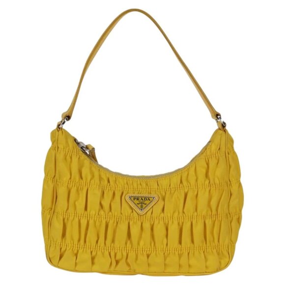 PRADA Accessory Pouch Nylon Yellow Silver Auth 127600V - Picture 7 of 16